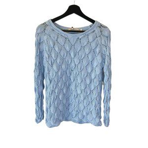 Soft Surroundings Palms Blue Loose Knit Pull Over Sweater Medium